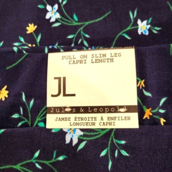 Blue Floral Cropped Capri Pants Size 3X Jules & Leopold - Picture 6 of 8